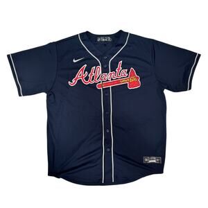 Nike Atlanta Braves Baseball Jersey Size XL Blue Button